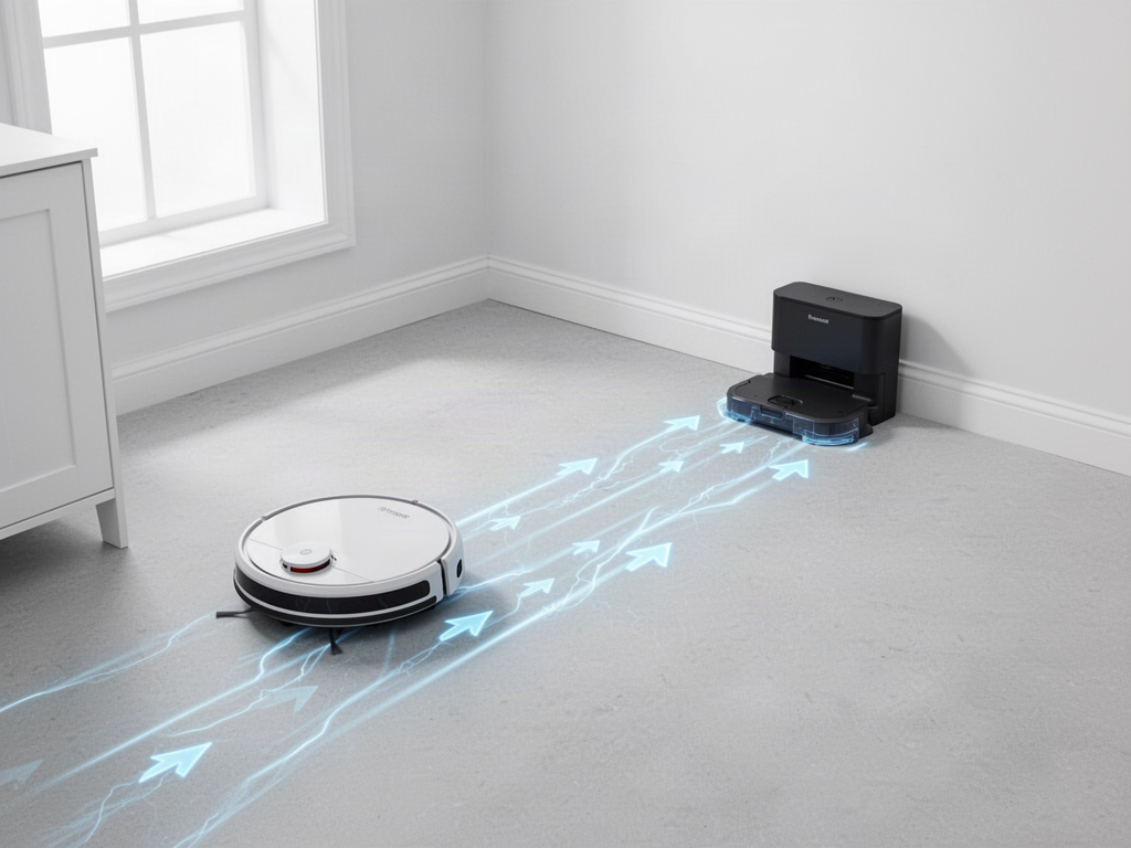 Robot vacuum following a clear path back to its dock