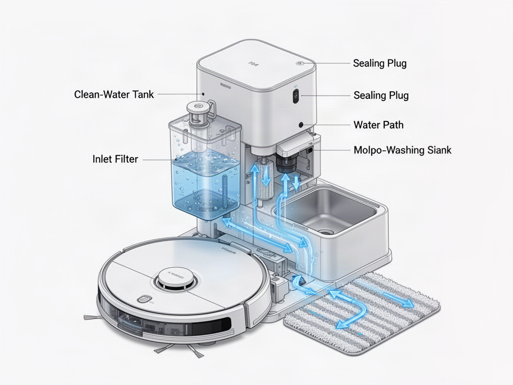 Clean-water tank, sealing plug and inlet filter diagnostic diagram