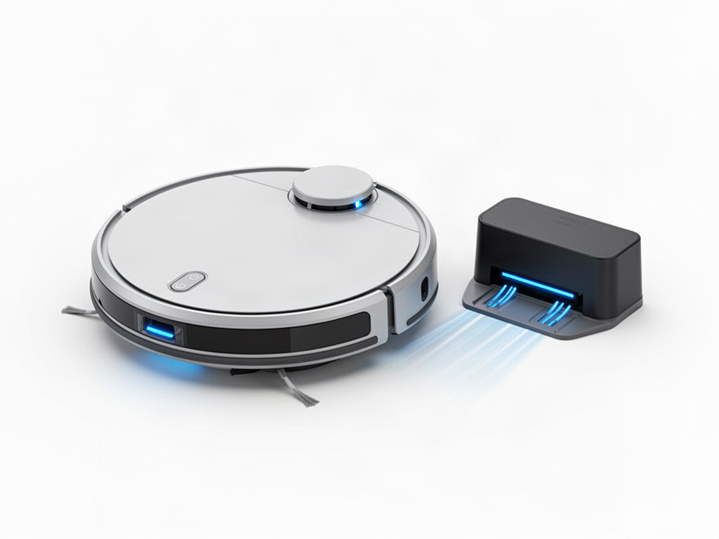 Robot vacuum aligned with charging dock contacts
