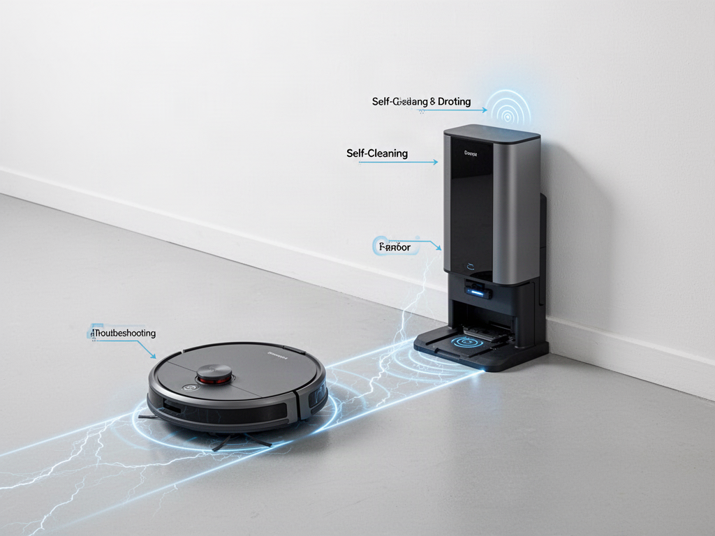 Robot vacuum following a clear path toward its base station