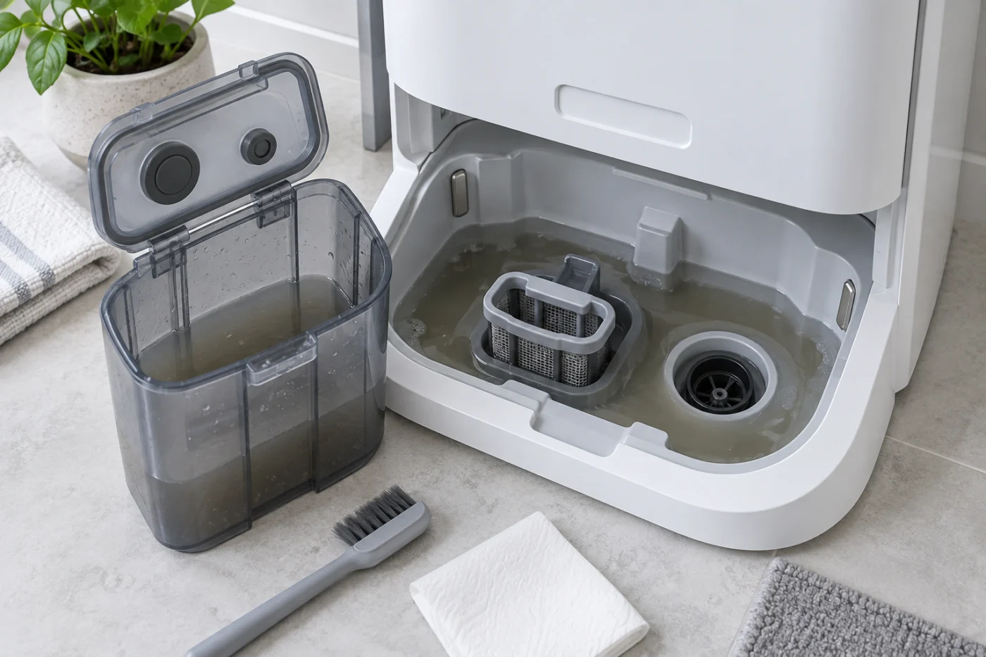 Ecovacs T20 OMNI dirty water not recycled because the sink or tank needs cleaning