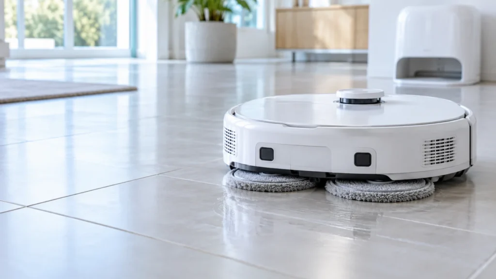 Roborock Qrevo Curv mop pads not spinning test on a tiled floor
