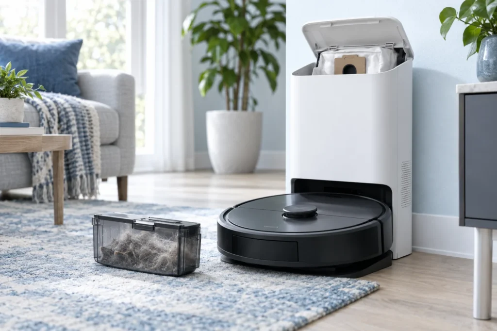 Roborock Q Revo auto-empty not working with debris left in the robot dustbin