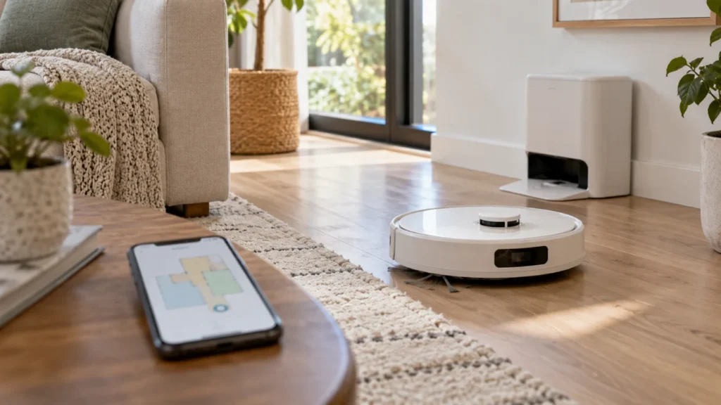 Roborock Qrevo Curv mapping problems shown beside a home floor plan