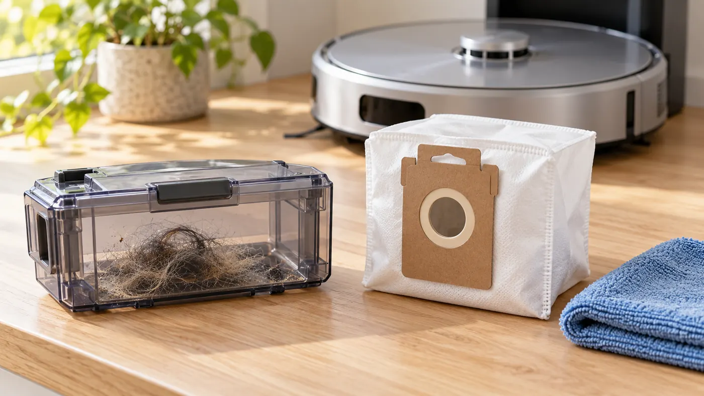 Illustrative comparison of the robot dustbin and station dust bag