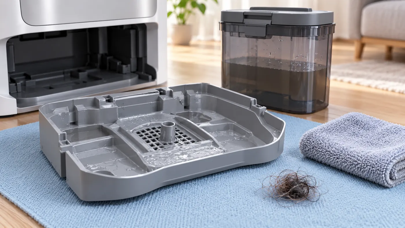 Illustrative washing tray, removed hair and used-water tank