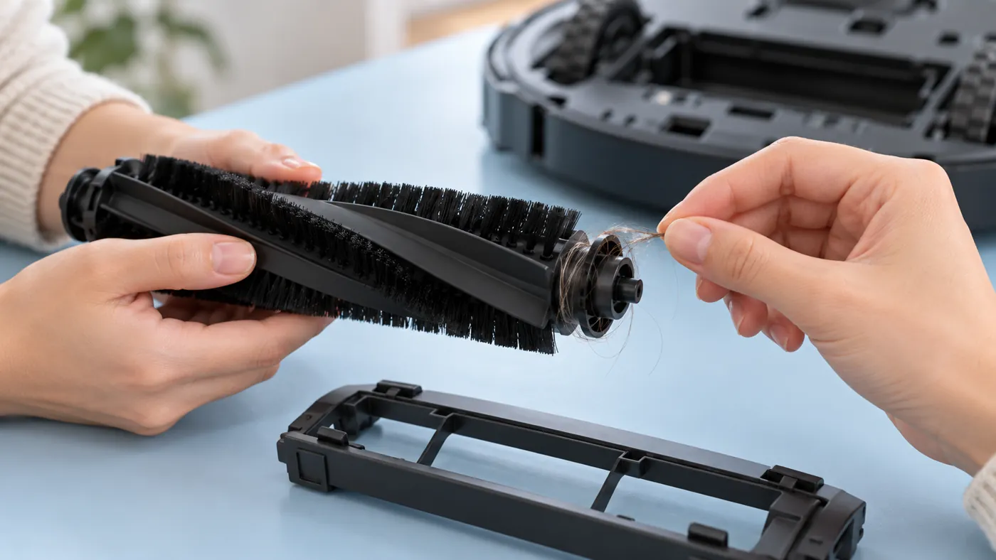 Illustration of removing accessible hair from a brush end