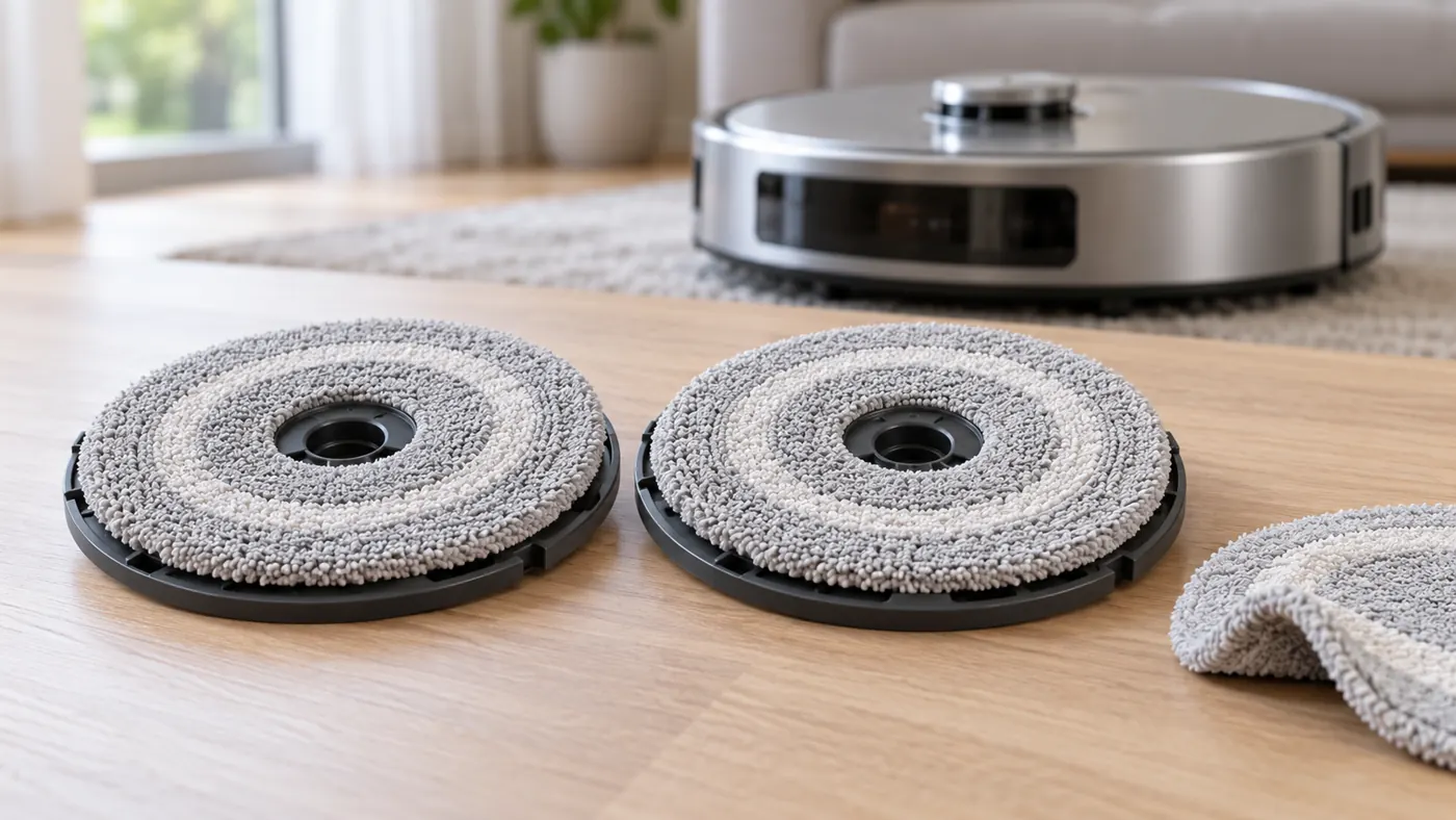 Illustration of round mop pads and plates for alignment inspection